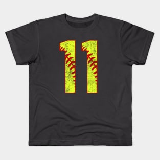 Fastpitch Softball Number 11 #11 Softball Shirt Jersey Uniform Favorite Player Biggest Fan Kids T-Shirt